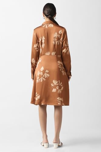 Women Brown Print Knee Length Party Dress