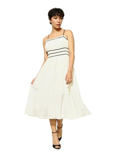 ONLY Women's Fit and Flare Cream Dress