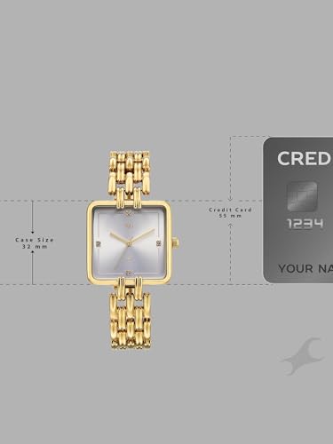Fastrack Vyb Minimalist with Quartz Analog Silver Dial Gold Alloy Strap Watch for Girls - FV60122YM01W