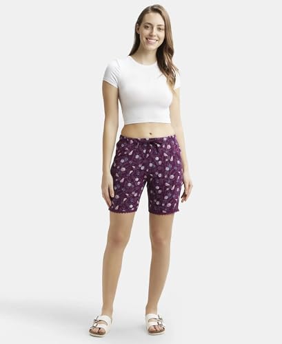 Jockey Shorts for Women with Side Pocket & Drawstring closure RX10_Purple Wine Assorted Prints_XXL