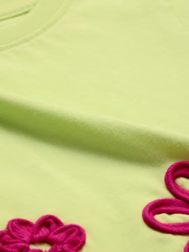 The Souled Store TSS Originals: Spectra Girls Short Sleeves Round Neck Green Embroidered Regular Fit Cotton T-Shirts (2-8 Yrs)