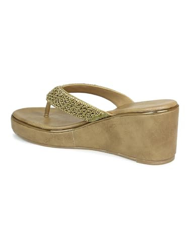 INC 5 Synthetic Open Toe Womens Party Wear Sandals (FWINC600462006, GOLD, SIZE_09)