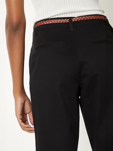 Women Solid Trousers with Braided Belt