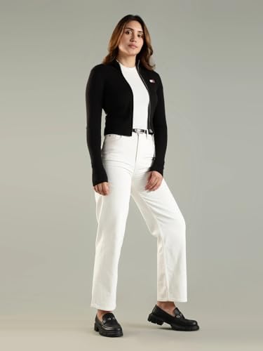 Tommy Hilfiger Women's Cotton Mock Neck Sweaters (F25JWSW011_Black_XL)