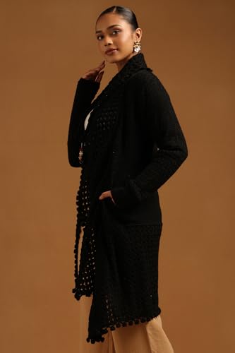 Soch Womens Black Acrylic Crochet Winter Shrug