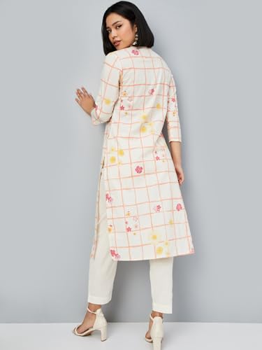 Max Women's Cotton Blend Kurta Set (CTKST54030_Off White
