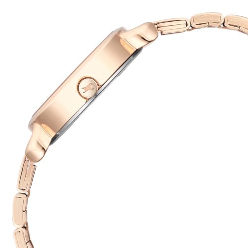 Fastrack Pulse Quartz Analog White Dial Rose Gold Stainless Steel Strap Watch for Girls - NT6221WM02F