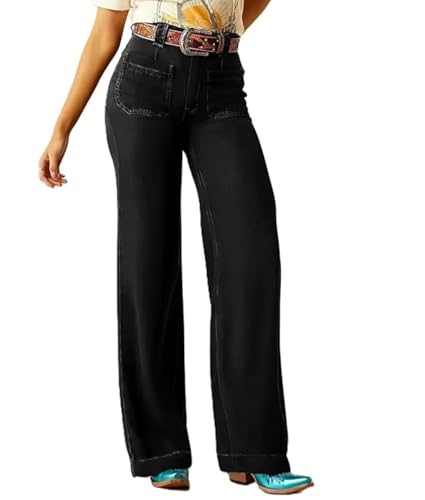 ADBUCKS Wide Leg Jeans for Women | Jeans Pant for Women | High Rise Jean I (in, Numeric, 42, Black)