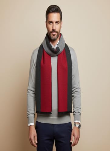 MUFFLY Woven Reversible Printed Men's Wool & Acrylic Warm Men Muffler Cashmere Solid Winter Wear Wraps Muffler/Scarves (Red Black)