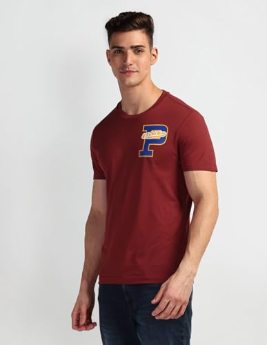 U.S. POLO ASSN. Mens Solid Half Sleeve Graphic Round Neck T-Shirts (UDTSHS0861_DK. RED_M)