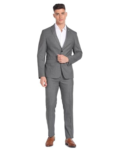 Arrow Solid Tailored Fit Formal Suit Grey