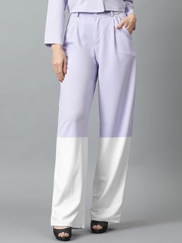 KOTTY Women's Straight Leg High-Rise Stylish Designer Trousers(Multicolor,30)