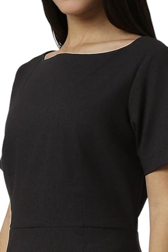 Van Heusen Women's Polyester Blend Modern Below The Knee Dress (VWDRFRGF905311_Black