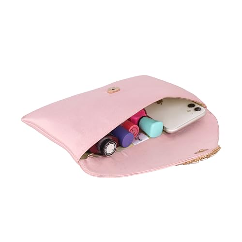 aiZ Bridal Accessories Stylish Clutch Purses for Women - Compact and Lightweight Design, One Pockets for Convenient Storage - Ideal for Everyday Use, Travel, and Casual Outings_ Pink