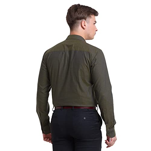 Park Avenue Fancy Green Shirt (Size: 46)-PISX00383-N9