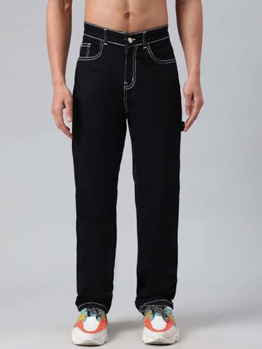 KOTTY Men's Cotton Lycra Blend Relaxed Fit Mid Rise Jeans Coal Black