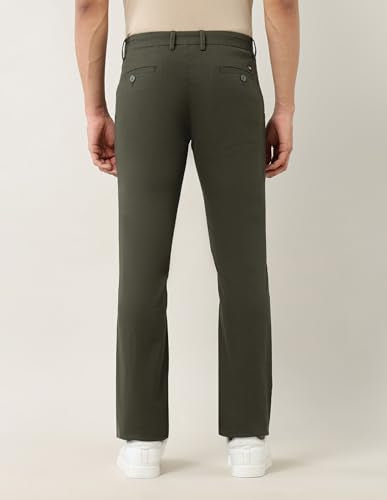 Arrow Sports Men's Mid Rise Slim Fit Trousers (ASAETRO2948_Green_36)