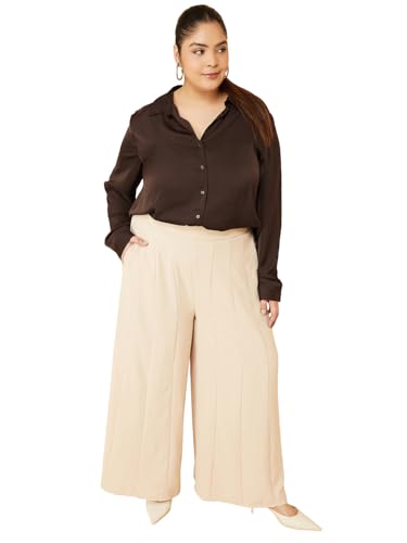 Max Women Crinkled Regular Fit Shirt (Brown_3XL)