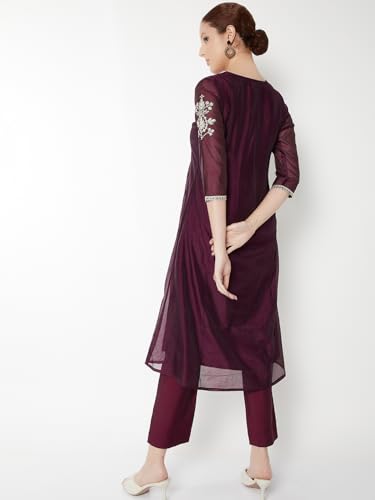 Max Women Embroidered Straight Kurta Set (Purple_XXL)