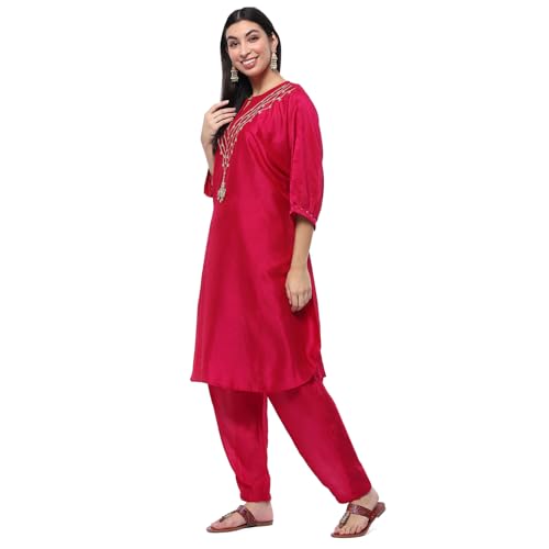 Fuchsia Polyester Straight Set