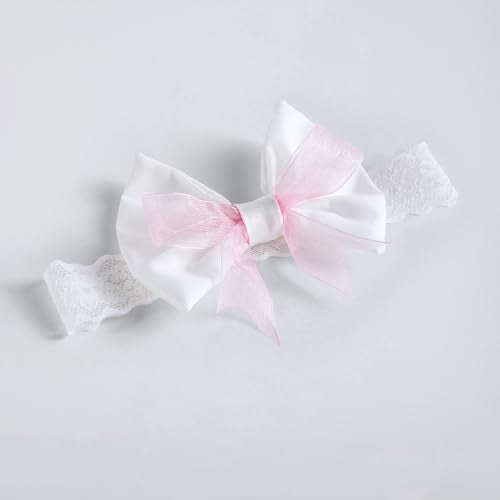 Hopscotch Girls Lace Bow Applique Onesie with Headband in White Color For Age (12-18 Months)