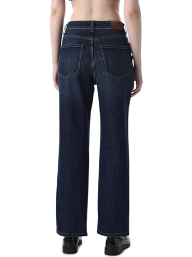 ONLY Women's Solid Regular Fit High Rise Blue Jeans