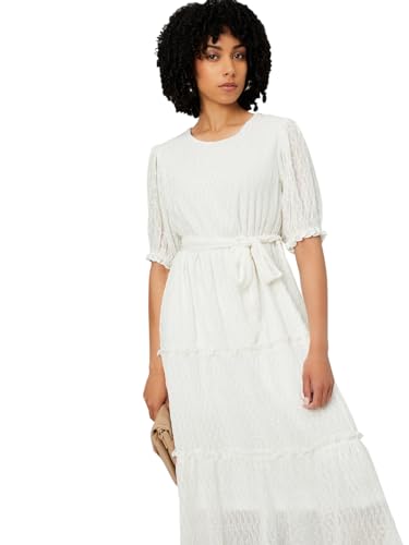Max Women's Polyester A-Line Below The Knee Dress (DTI3809_Ivory
