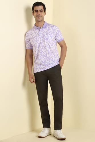 Allen Solly Men White Print Polo Neck T-Shirt