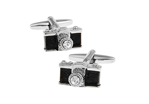 Topen Camera with Crystal Cufflinks For Mens Gift For Men