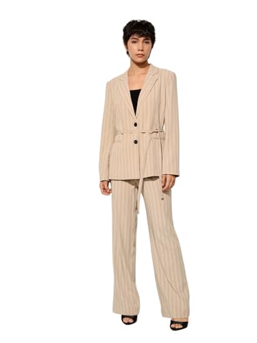 ONLY Women's Single Breasted Blazer with Belt Tailored 15344355-Feather Gray_Feather