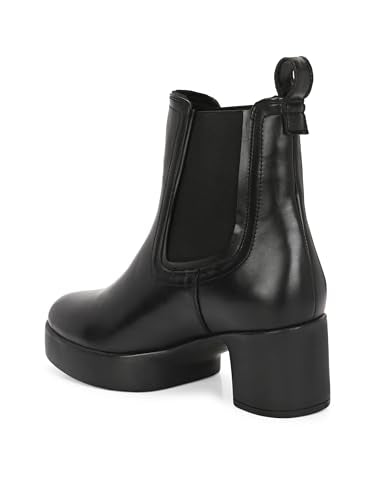 Delize Black Women mid heel platform boots-66372-39