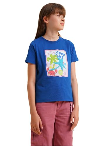 VERO MODA Girl's Regular Fit Blue T-Shirt