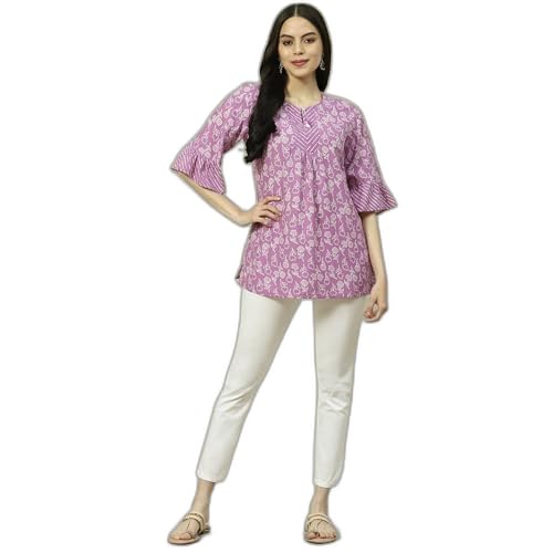 Rangriti Women's Regular Fit Blouse (RMMINDIETO18239SS23PRPL_Purple