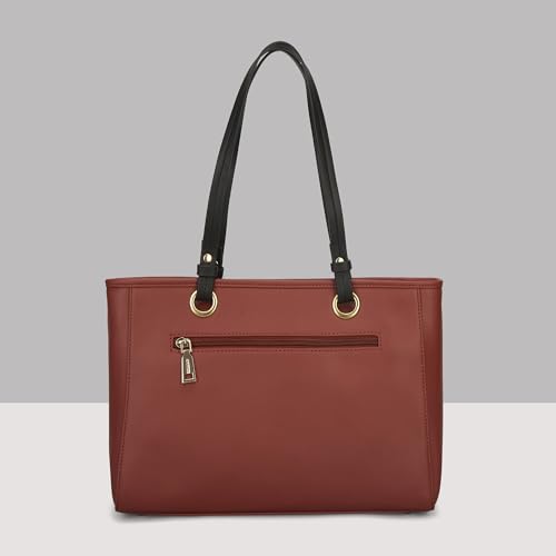 Caprese Aimee Medium Quilted Faux Leather Tote Bag for Women | Multi-Compartment Zippered Shoulder Handbag with Detachable Charm | Perfect for Work, Travel & Shopping (Intense Rust)