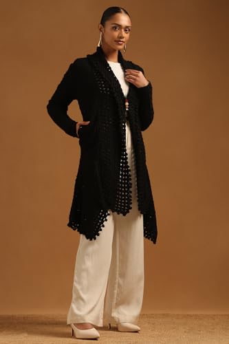 Soch Womens Black Acrylic Crochet Winter Shrug