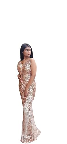 Rashmi Girls Collection Regal Elegance Peach Sequin Bodycon Gown - Royal Dress