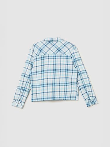 Girls Applique Checked Regular Fit Shirt (Blue_12-14 Y)