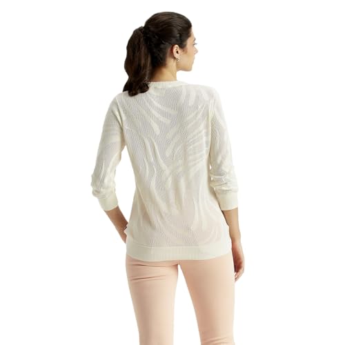 Levi's Women's Self Design Off-White Crew Neck Sweater