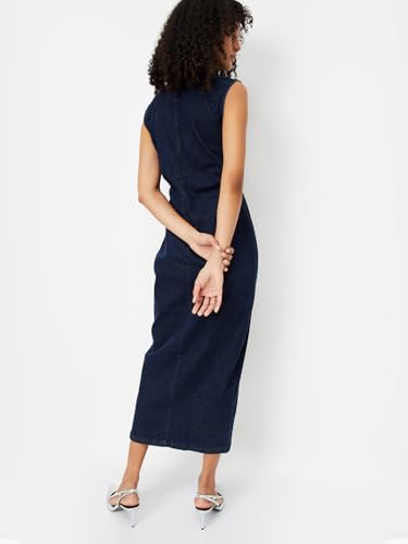 Max Women's Cotton Blend A-Line Midi Dress (GWEN1D_Dark Blue