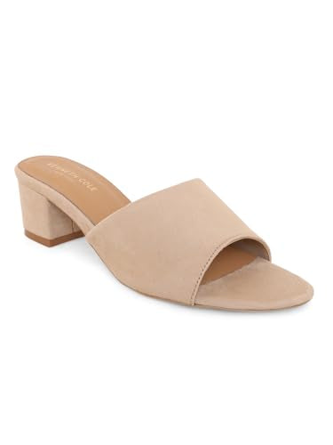 KENNETH COLE Women Heel Sandal | PU Leather With Slip On Closure | Open Toe Wide Band Heel Sandal For Ladies & Girls