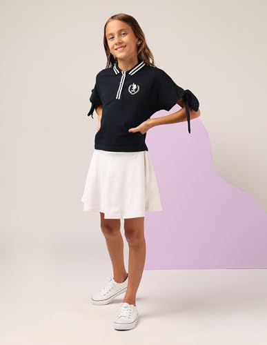 U.S. POLO ASSN. Kids Kids Regular fit Girls Cotton Solid Short Sleeves Polo T-Shirts (UGTSH0434_Blue_12M)