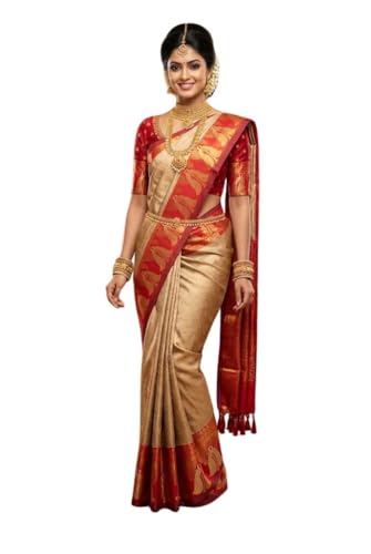 SREE KUMARAN Women's Kanchipuram Kubera Silk Pure Pattu Sarees With Blouse (VSK325-14)