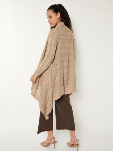 Max Women Crochet Waterfall Shrug (Beige_M)