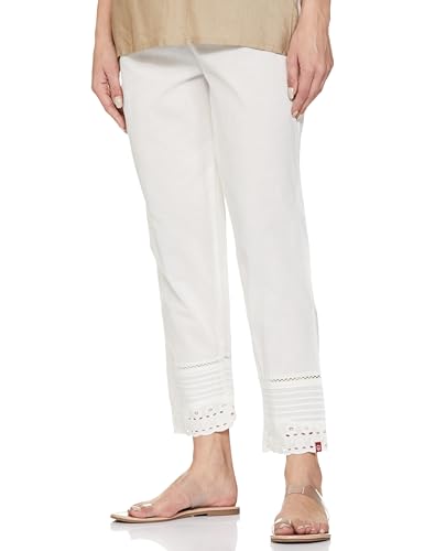 BIBA Women Solid Bottom Wear(Bottom W14907_Off White_M) | Fit Type: Regular Fit