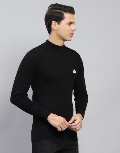 Monte Carlo Mens Black Solid High Neck Full Sleeve Pullover (1240567TN-118-46)