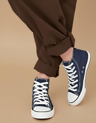 TrenDuty Long High Top Canvas Men Sneakers (Blue, Numeric_8)