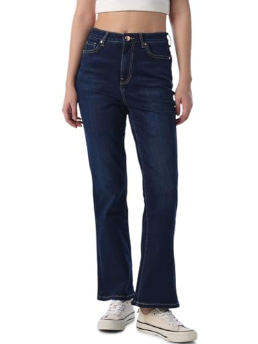 ONLY Women Solid Flared Fit High-Rise Blue Jeans
