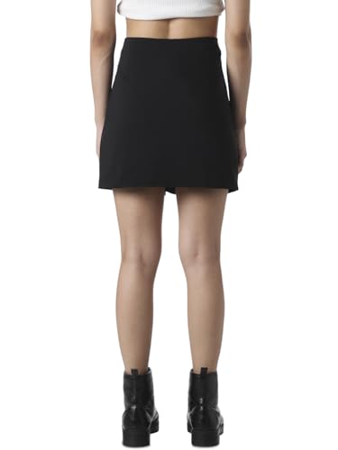 ONLY Women's Solid Flared High-Rise Black Skorts