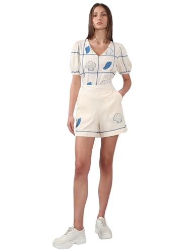 VERO MODA Women's Regular Fit High Rise White Shorts