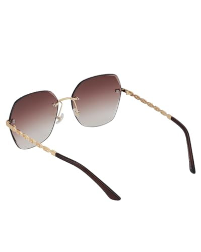 Carlton London Premium Gold with Brown Toned & UV Protected Lens Oversized Sunglass for women - SaumyasStore
